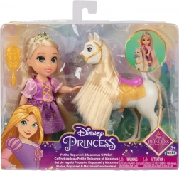Principessa RAPUNZEL o BELLE con cavallino e spazzola, bambola 15 cm