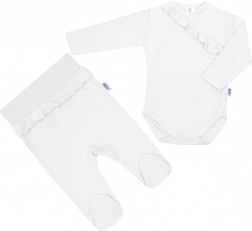 Set neonato 2 pezzi NEW BABY Stripes – bianco, body in cotone e pantaloni con piedini