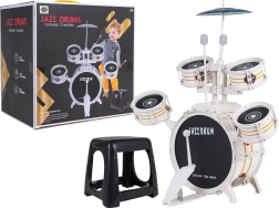 Batteria bianca per bambini con sgabello