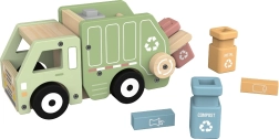 2Kids Toys camion della spazzatura in legno per il riciclo con contenitori