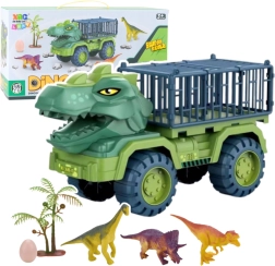 Grande trasportatore di dinosauri – camion verde con 15 figurine