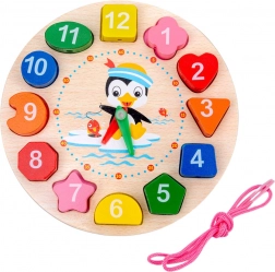 Orologio educativo in legno Montessori per bambini con cubetti infilabili