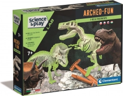 Clementoni Science & Play ArcheoFun: T‑Rex e Triceratops – set di scavo con scheletri luminosi