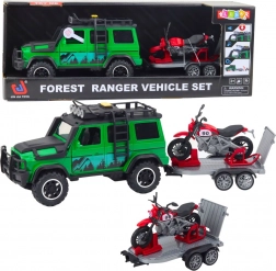 Fuoristrada con rimorchio e moto con luci e suoni – verde