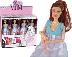 Bambola incinta in abito blu con bebè