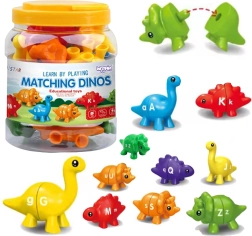 WOOPIE set di figurine Montessori dinosauri da impilare con apprendimento di colori e lettere Dopasuj Literki 13 pezzi