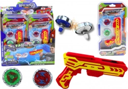 Pistola lanciatrice con 2 giroscopi in metallo con luci – rossa