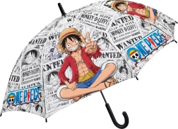 Ombrello automatico per bambini One Piece con motivo di Luffy, 48,5 cm, nero