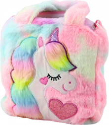 Borsa di peluche per bambini con unicorno pastello