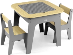 Tavolino per bambini con due sedie Milly Mally Olaf Blocks grigio scuro - 3 pezzi