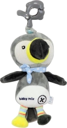Giocattolo di peluche per bambini con carillon e clip BABY MIX tucano grigio