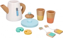 Set da tè in legno con teiera e tazze