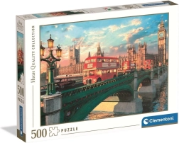 Puzzle 500 pezzi CLEMENTONI – Westminster Bridge, Big Ben e autobus rosso