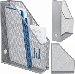 Organizer portadocumenti A4 in metallo da appoggio, argento
