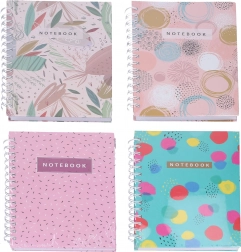 Blocco note a spirale A5, righe, 100 pagine, mix motivi