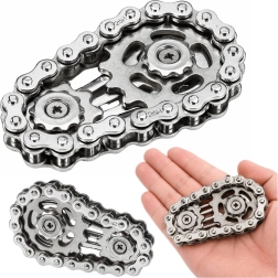 Fidget spinner antistress a catena in acciaio inox, argento