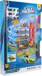 Parcheggio multipiano con ascensore e tappetino da gioco + 6 macchinine