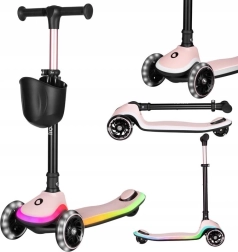 Monopattino pieghevole per bambini LIONELO Mey Pink Rose con illuminazione LED