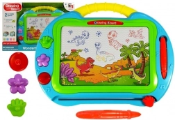 Grande lavagna magnetica da disegno turchese con timbri