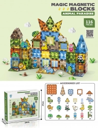 Set di costruzioni magnetiche per bambini 116 pezzi con animaletti