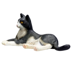 Gatto bianco e nero disteso Mojo