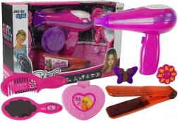 Set per la bellezza con accessori asciugacapelli e piastra rosa