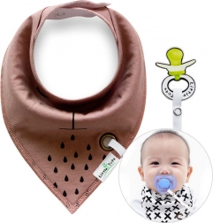 Fascia/bavaglino marrone per bambini con portaciuccio