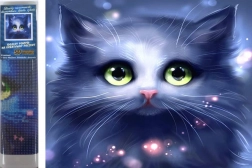 Pittura diamantata gattino grigio 30 × 40 cm