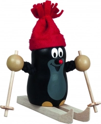 Detoa Krtek sugli sci – figurina in legno 10 cm