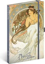 Taccuino NOTIQUE Alfons Mucha – Musica, a righe, 13 × 21 cm