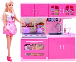 Bambola ANLILY con cucina rosa e accessori