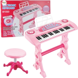 Pianino elettronico per bambini con microfono, 37 tasti, rosa