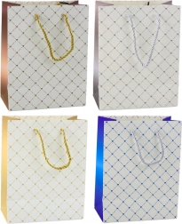 Borsa regalo di carta con cuori lucenti 23 x 18 x 10,5 cm