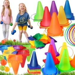 Woopie set da gioco da giardino 3 in 1 – lancio al bersaglio con coni, anelli e sacchetti, 30 pezzi