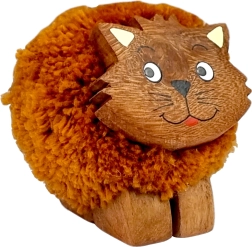 Figura di legno con pompon Gatto per bambini