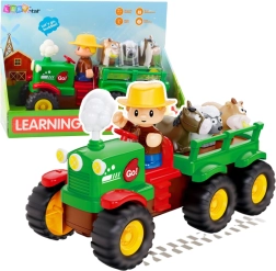 Trattore interattivo per bambini con rimorchio e animaletti con luci e suoni FARMER FUN TRUCK