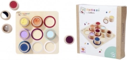 Tavola tattile Montessori con 9 cilindri sensoriali
