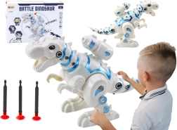 Dinosauro robotico con lanciatore di freccette bianco