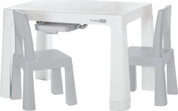 Tavolino per bambini in plastica con sedie Neo – bianco/grigio