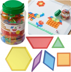 MASTERKIDZ mosaico Montessori tangram con forme geometriche trasparenti, 140 pezzi