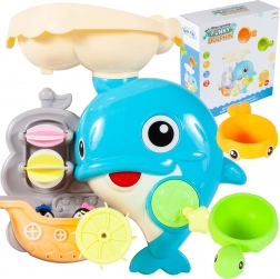 Giocattolo da bagno delfino con paletta gialla e pesciolino