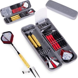 Set di 3 freccette in metallo per bersagli in sisal 17 g con corpi in ottone e custodia