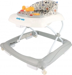 Girello per bambini BABY MIX con ruote in silicone, grigio