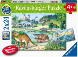 Puzzle Mondo dei Dinosauri 2x24 pezzi di Ravensburger