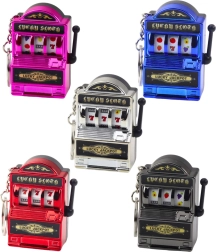 Portachiavi mini slot machine con leva mobile, mix di colori