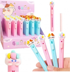 Gomma estraibile con figurina di gatto blu rosa