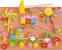 Chiodiera in sughero per ragazze – mosaico creativo in legno con chiodini