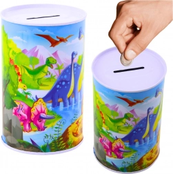 Salvadanaio in metallo con dinosauri 13 × 8 cm