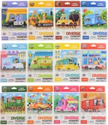 Puzzle allegri con tema dei trasporti