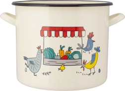 Pentola smaltata per brodo Kurki color crema 10 l con coperchio